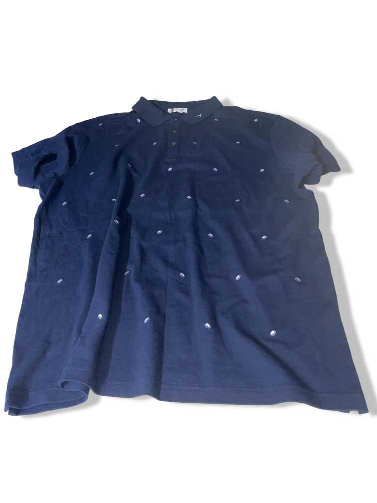 Vintage men Charles Tyrwhitt England Rugby navy blue patterned polo shirt in XL|L31W22|SKU 5474