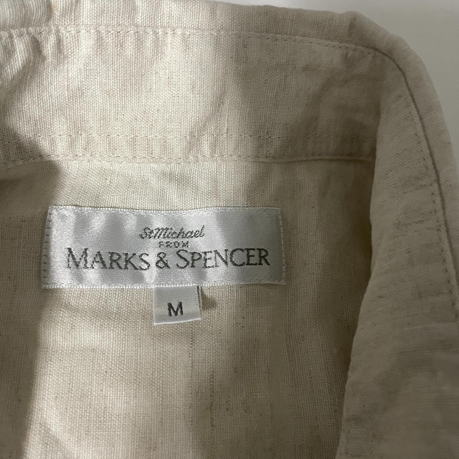 Vintage Mark & Spencer Linen cream button down shirt in M|L21W22|SKU 5475