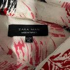 Vintage Zara Man Hawaiian floral print red tropical short sleeve Shirt in XL|L33W21|SKU 5482