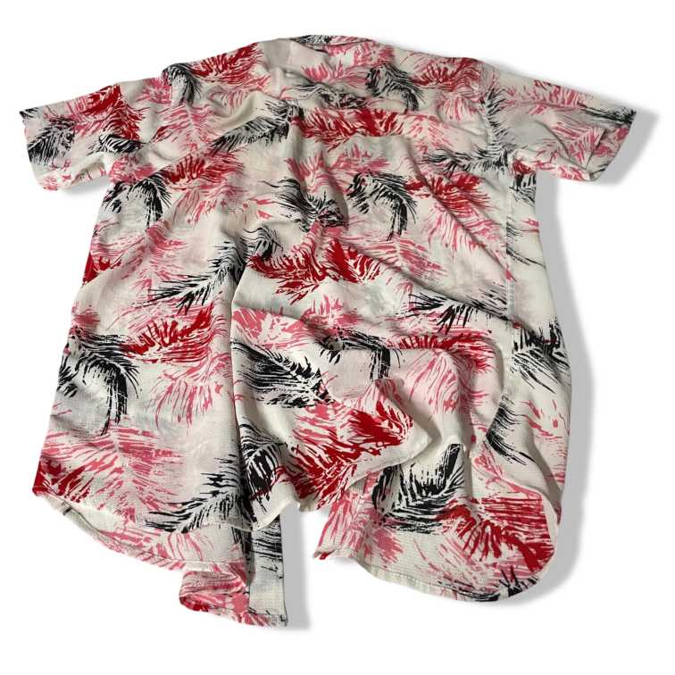 Vintage Zara Man Hawaiian floral print red tropical short sleeve Shirt in XL|L33W21|SKU 5482