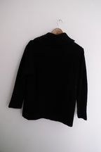 Vintage Black Men's Sweaters Turn Down Collar Medium Knitted Cardigan