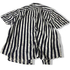 Vintage H&M mens button up white & navy blue striped short sleeve shirt in L|L32W20|SKU 5489