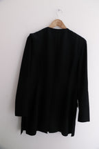 Vintage womens black midlength coat With Frog & Ribbon