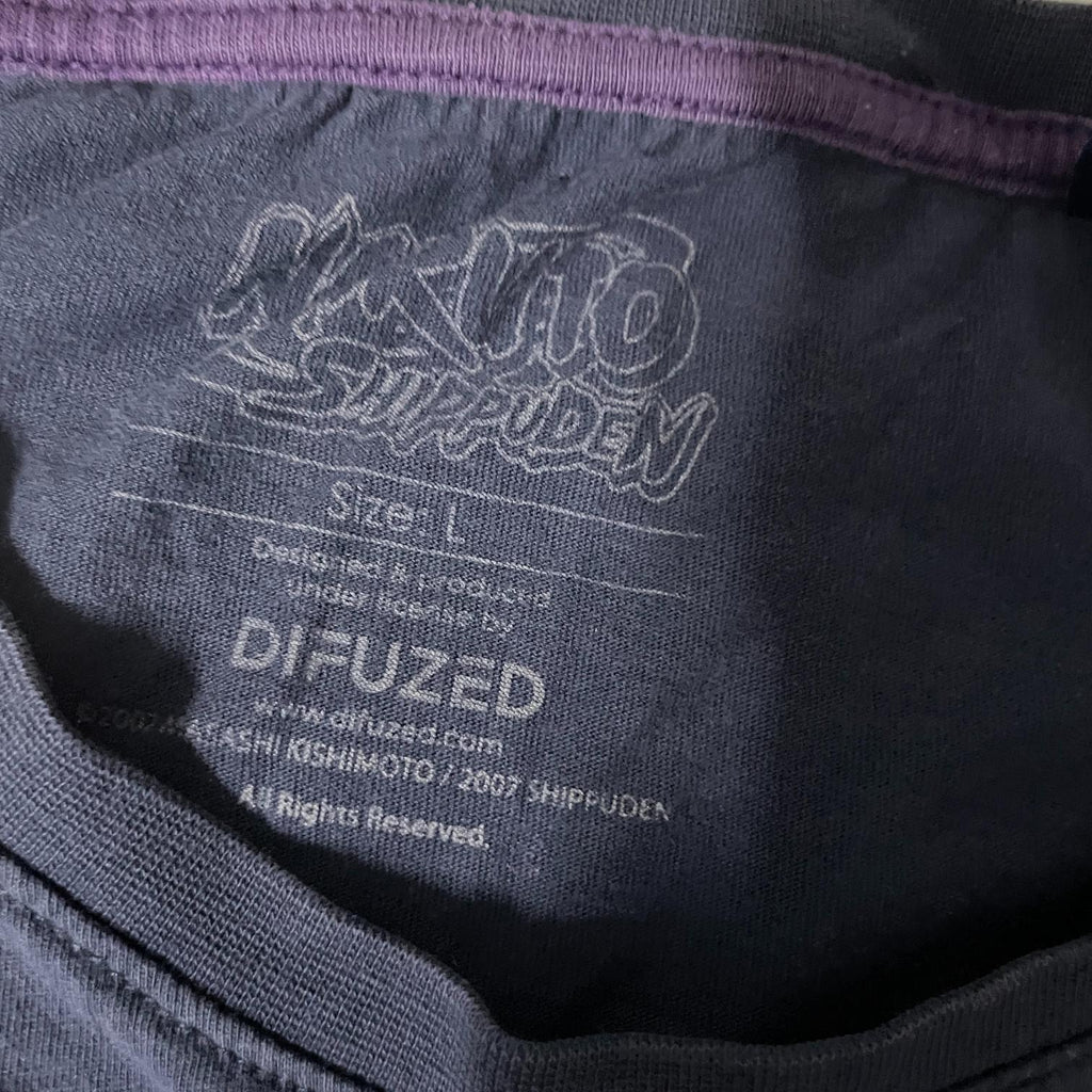 Vintage men Difuzed Naruto Herren Anime Graphic navy blue tee in L|L27 W18|5495