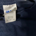 Vintage men sun life financial print Gildan Navy blue mens t shirt in size XXL|L32 W24|SKU 5496