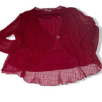 Vintage women Bassini Y2k Red Sheer Top with sequins details  Size L/xl|L23 W18| SKU 5500