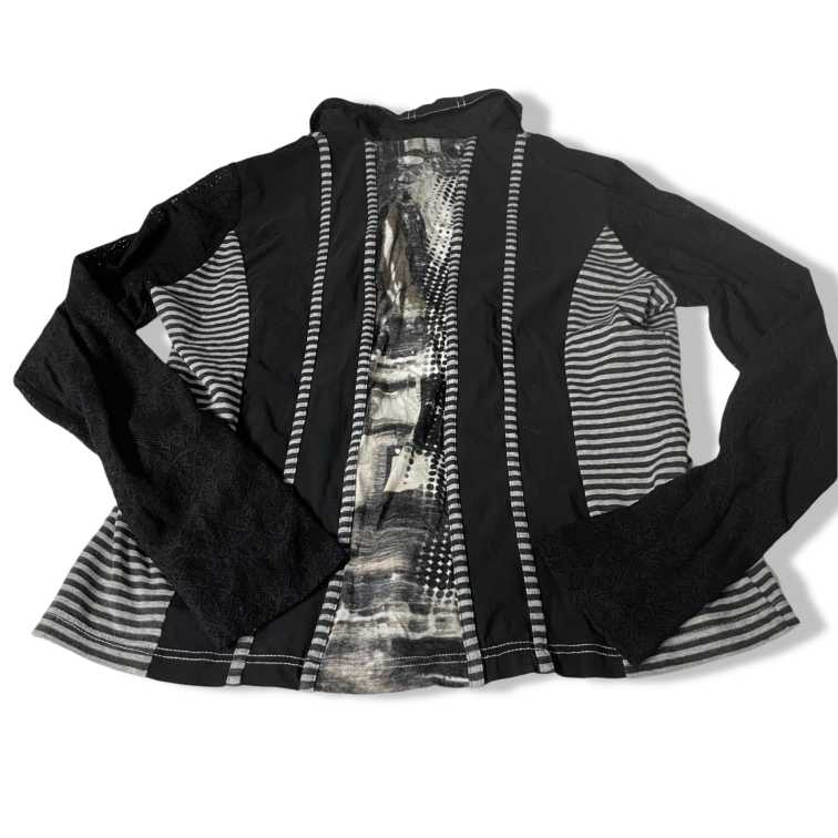 Vintage Y2K Women's  Pause Cafe Black and White Sheer Sequin Shirt in M/L|L25 W17|SKU 5502