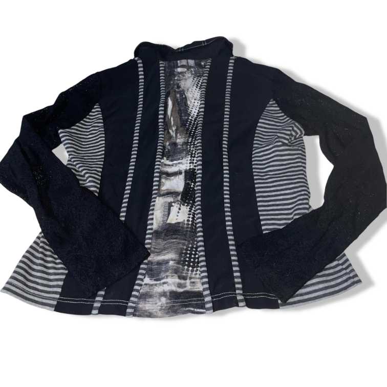 Vintage Y2K Women's  Pause Cafe Black and White Sheer Sequin Shirt in M/L|L25 W17|SKU 5502