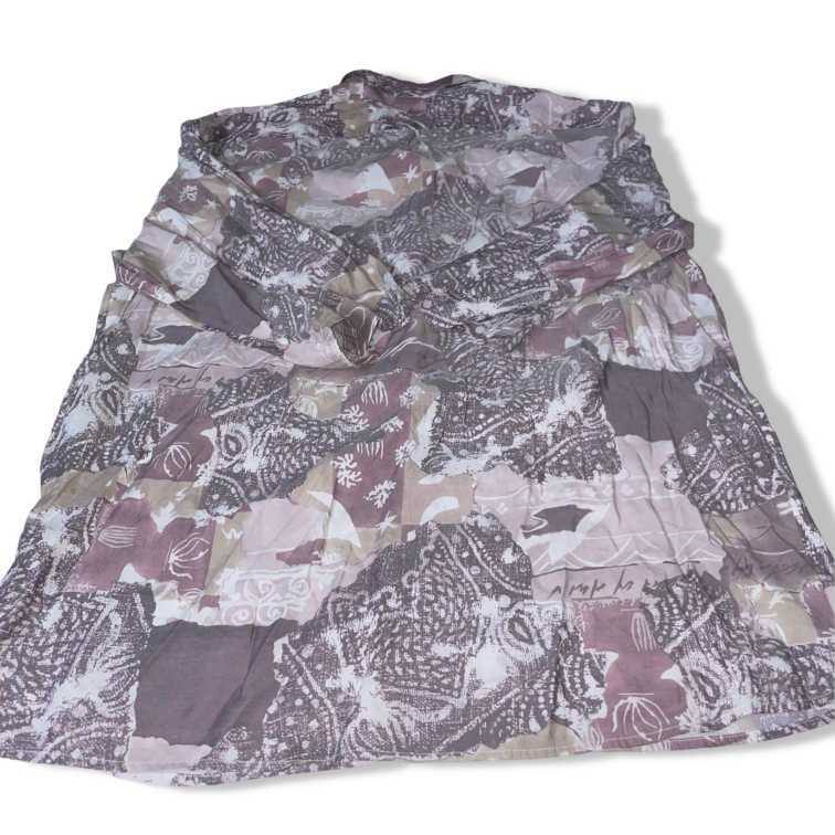 Vintage men purple printed silk 80s / 90s patterned shirt in XL| L34 W22|SKU 5503