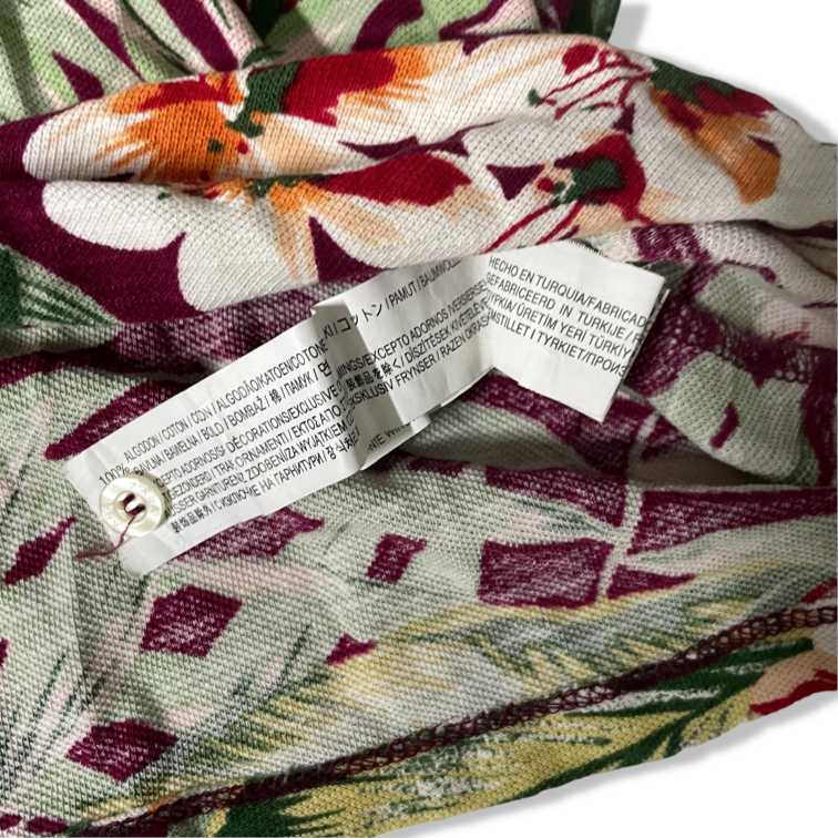Vintage Zara man tropical design multi floral print polo shirt  in XL|L26 W17| SKU 5505