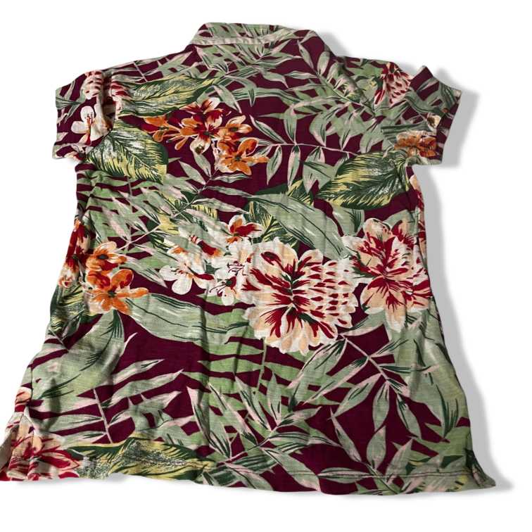 Vintage Zara man tropical design multi floral print polo shirt  in XL|L26 W17| SKU 5505