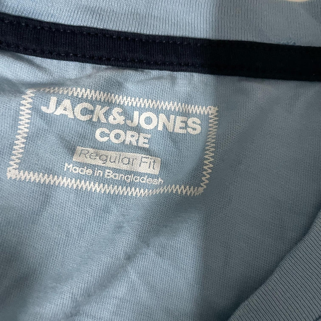 Vintage men JACK & JONES Structure  Dusk Blue T-Shirt in M/L|L28 W19|SKU 5506