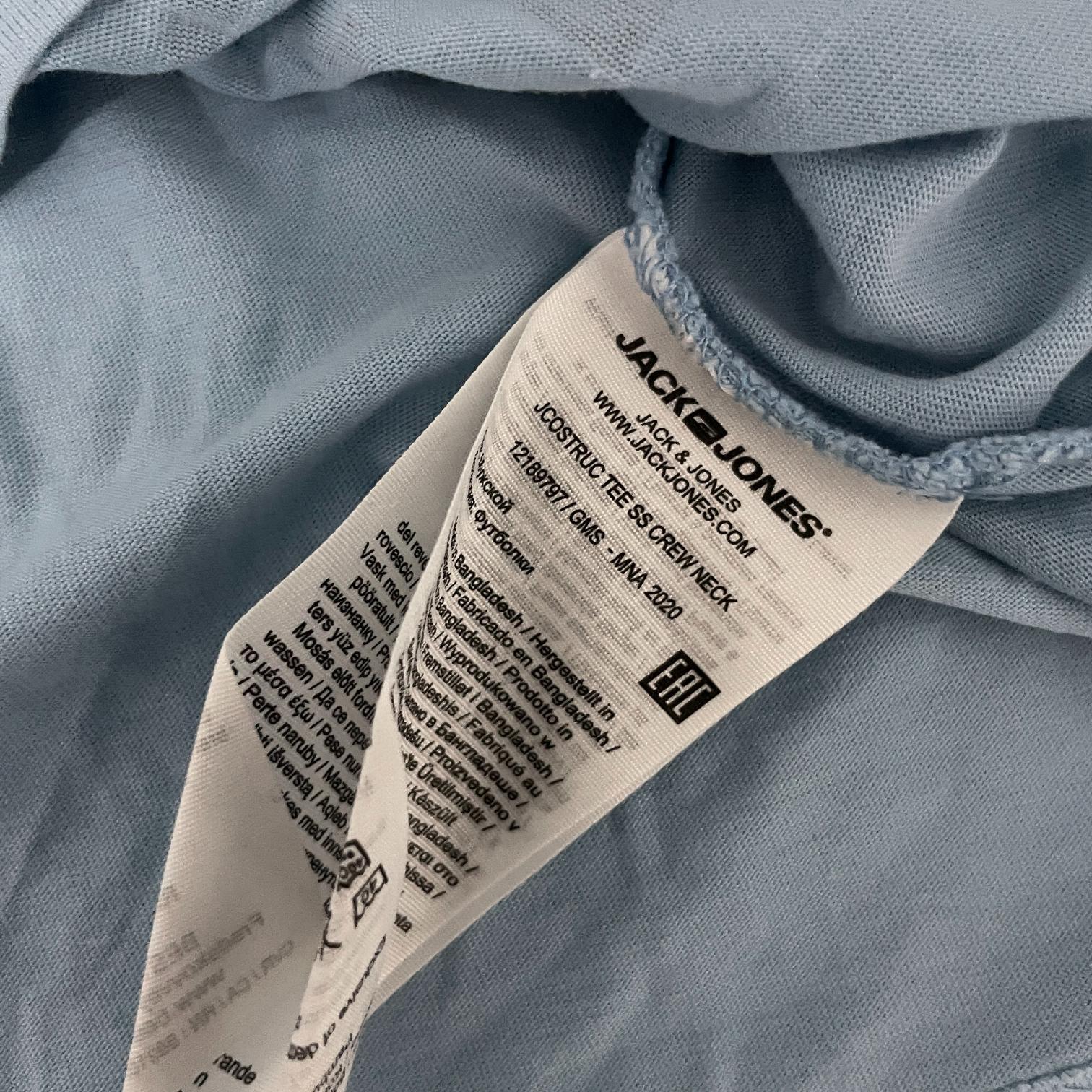 Vintage men JACK & JONES Structure  Dusk Blue T-Shirt in M/L|L28 W19|SKU 5506