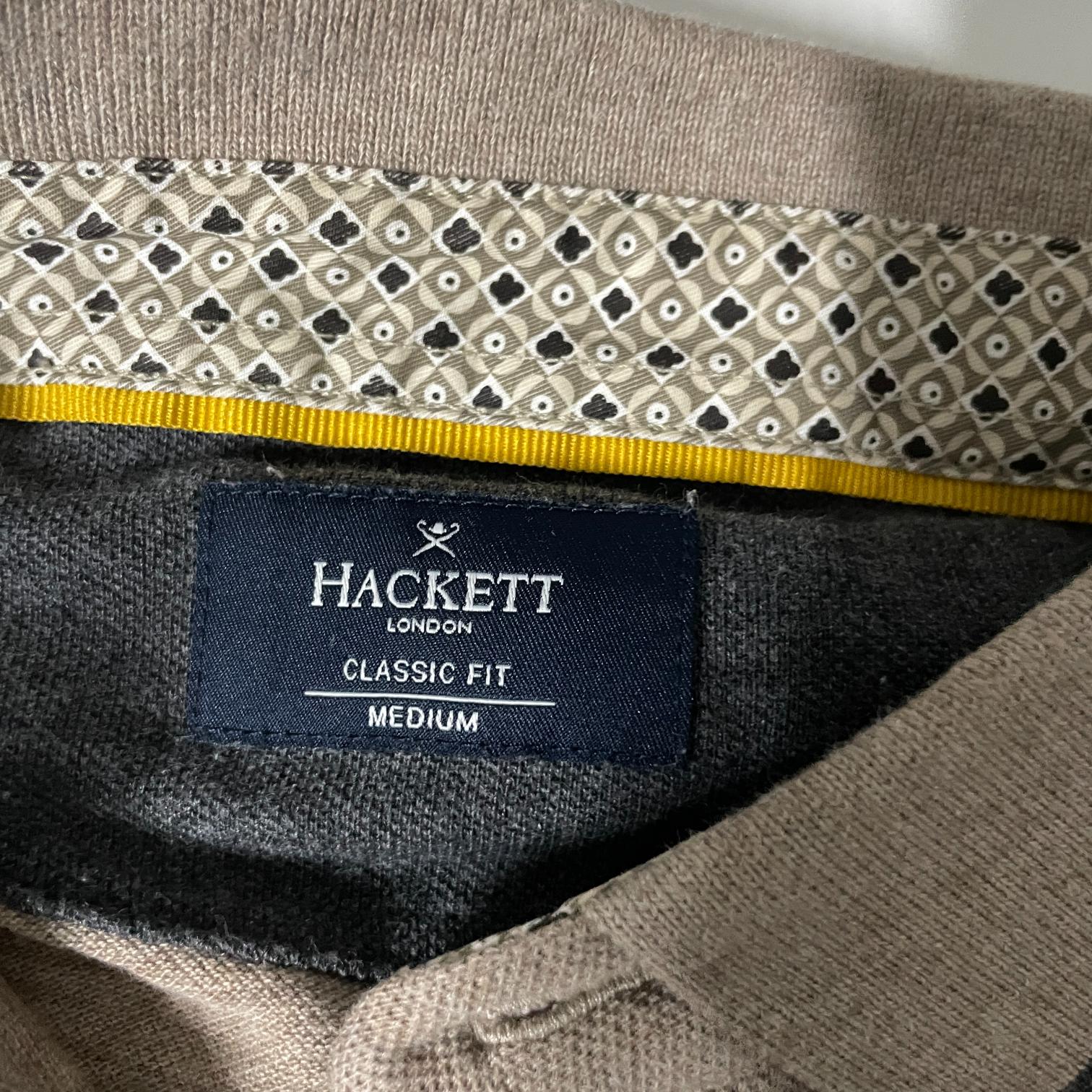 Vintage men Hacket London Classic Men's -jersey polo shirt in light tan brown in M|L28 W19|SKU 5508