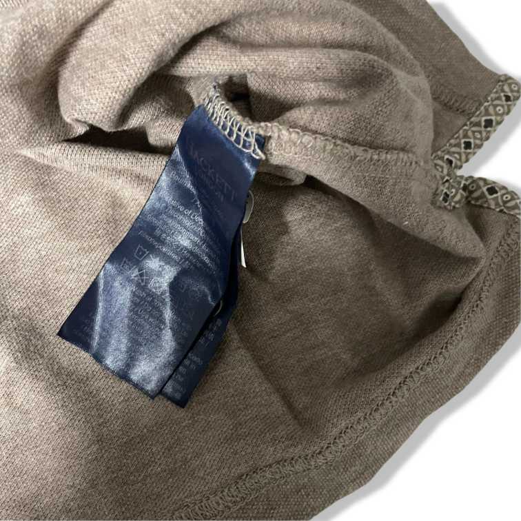 Vintage men Hacket London Classic Men's -jersey polo shirt in light tan brown in M|L28 W19|SKU 5508