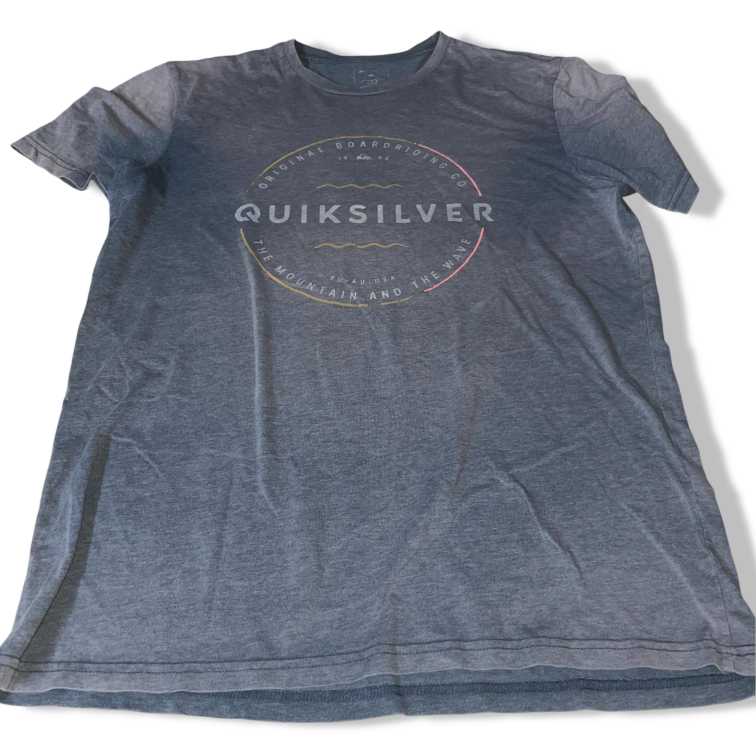 Vintage men Quiksilver Surfing graphics  Blue short sleeve tees in L|L30 W22|SKU 5510