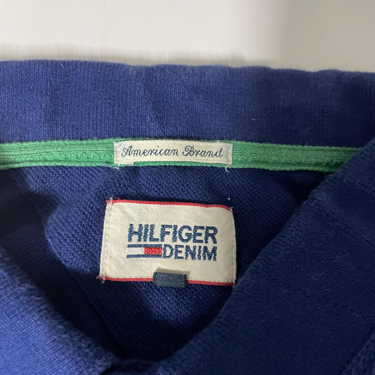 Vintage Tommy Hilfiger Denim Logo Mens blue  Polo shirt Slim Fit in XL|L34 W22|SKU 5515
