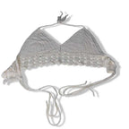 Vintage Women's White Crop-top Halter Bralette in M|L14 W14| SKU 5518