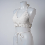 Vintage Women's White Crop-top Halter Bralette in M|L14 W14| SKU 5518