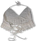 Vintage Women's White Crop-top Halter Bralette in M|L14 W14| SKU 5518