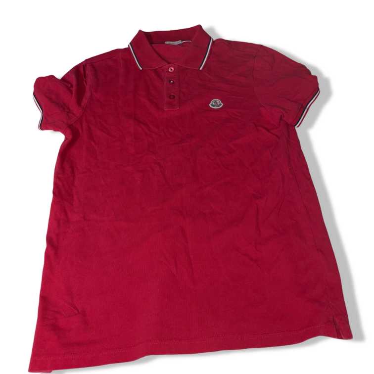 Vintage Moncler Men's Red Polo-shirts SLIGHT RIP Uderarm|L29W18|SKU 5520