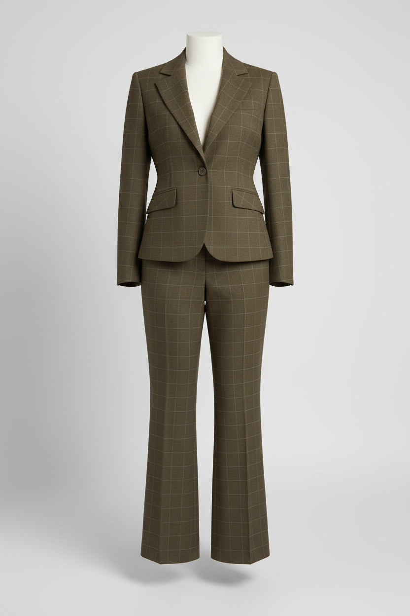 Vintage Y2k Women's Plaid Blazer Wool Blend and Wide Leg pants