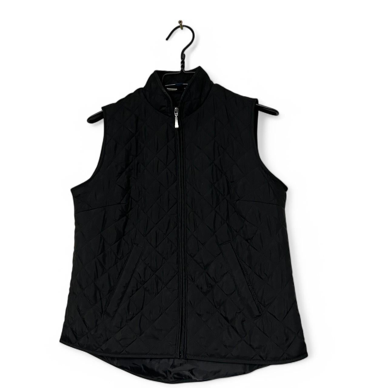 Karen Scott Women’s golf Black quilted fleece vest #fleecevest in small L26 W21 SKU 6888