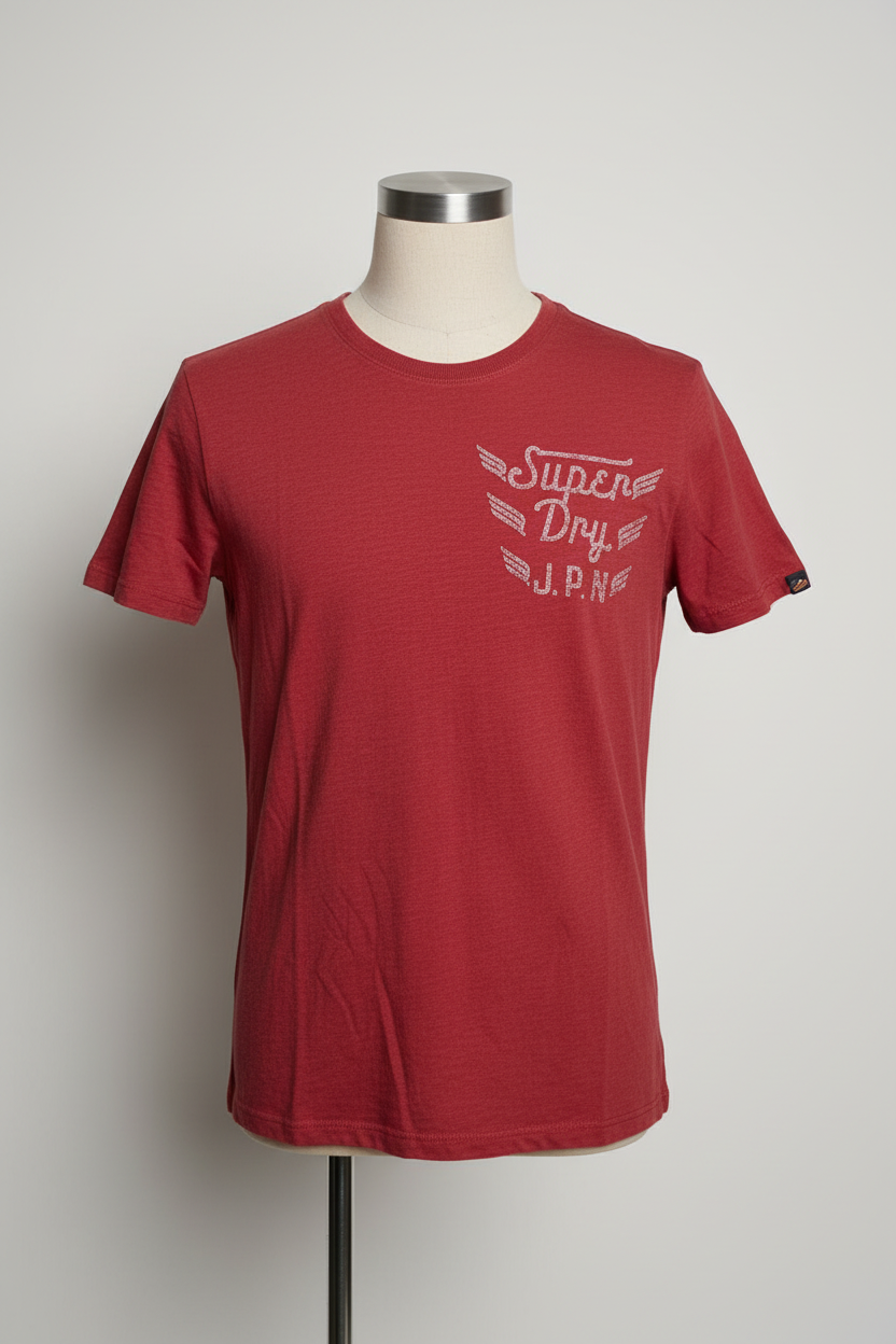 Men’s vintage red Superdry Vintage Logo T-shirt. 
Size small Medium 
L 29 W 18
SKU 7157
