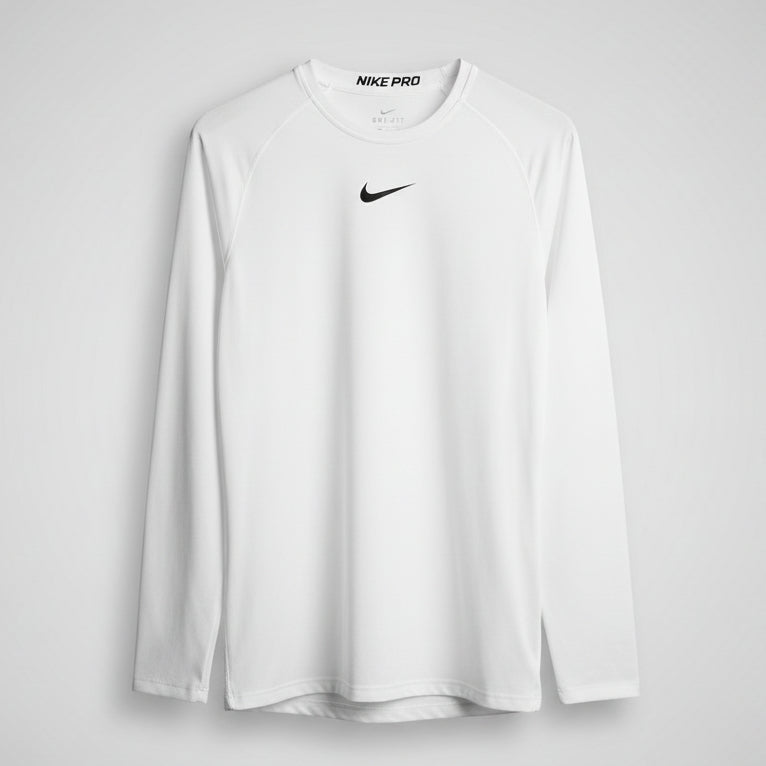 Vintage men's white Nike Pro Dri-FIT long-sleeve compression top SKU 7417 in 2XL