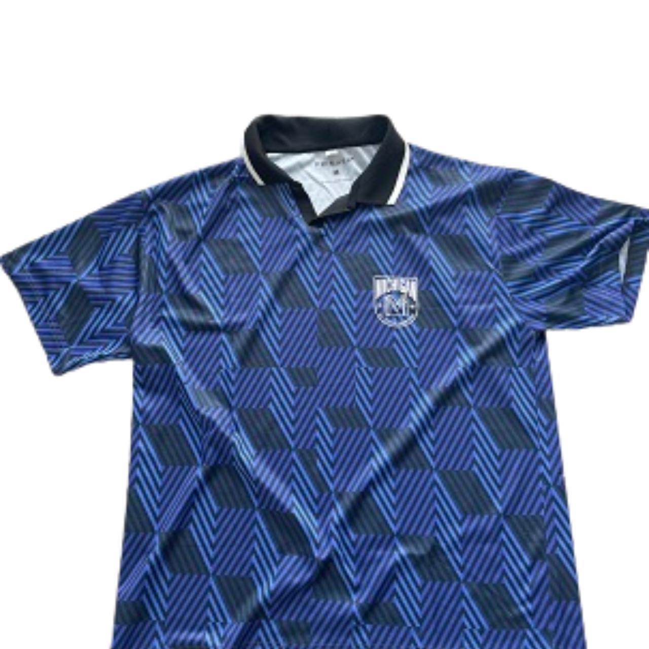 Vintage Primark blue geometric pattern michigan polo shirt size M