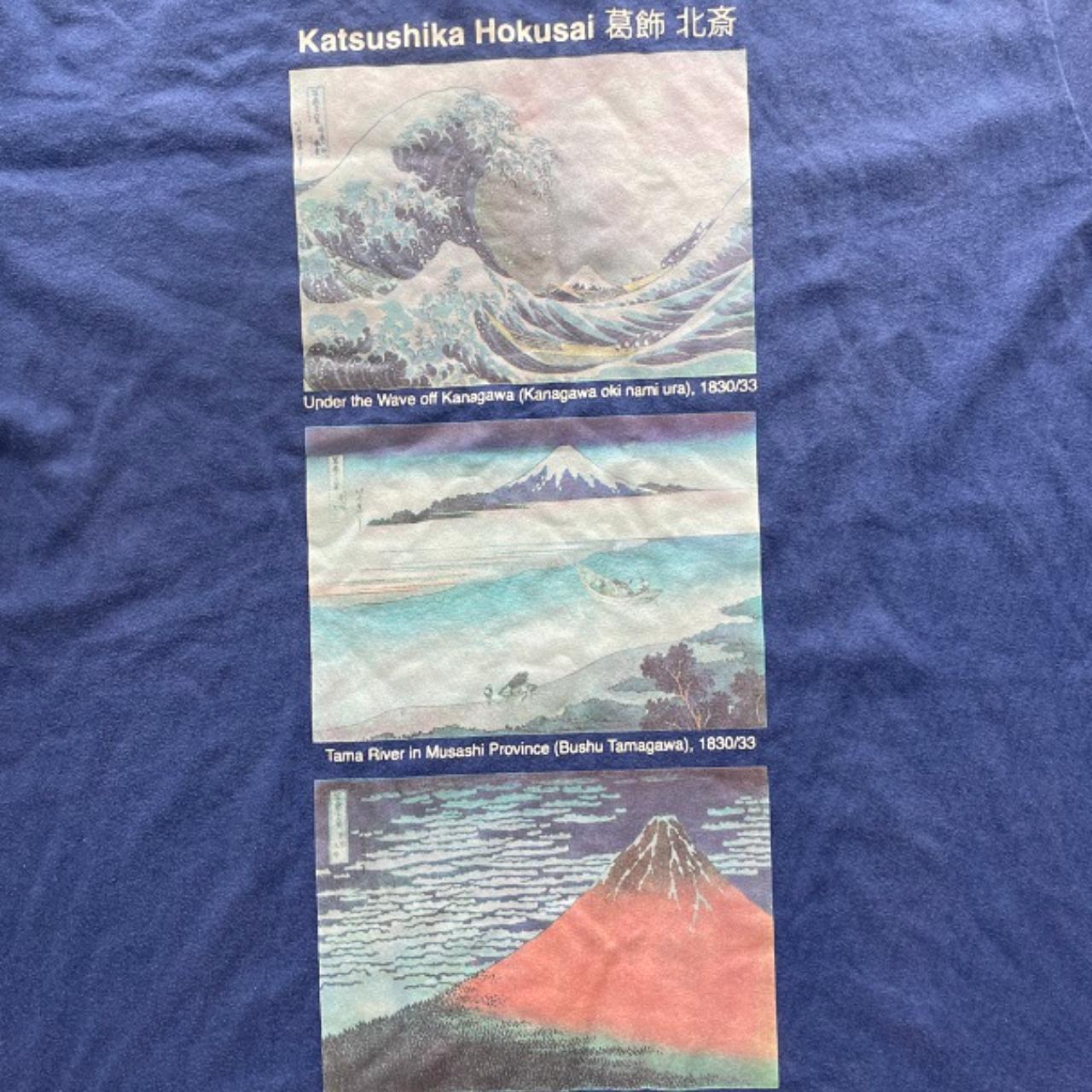 vintage blue Katsushika Hokusai graphics short sleeve tshirt size M