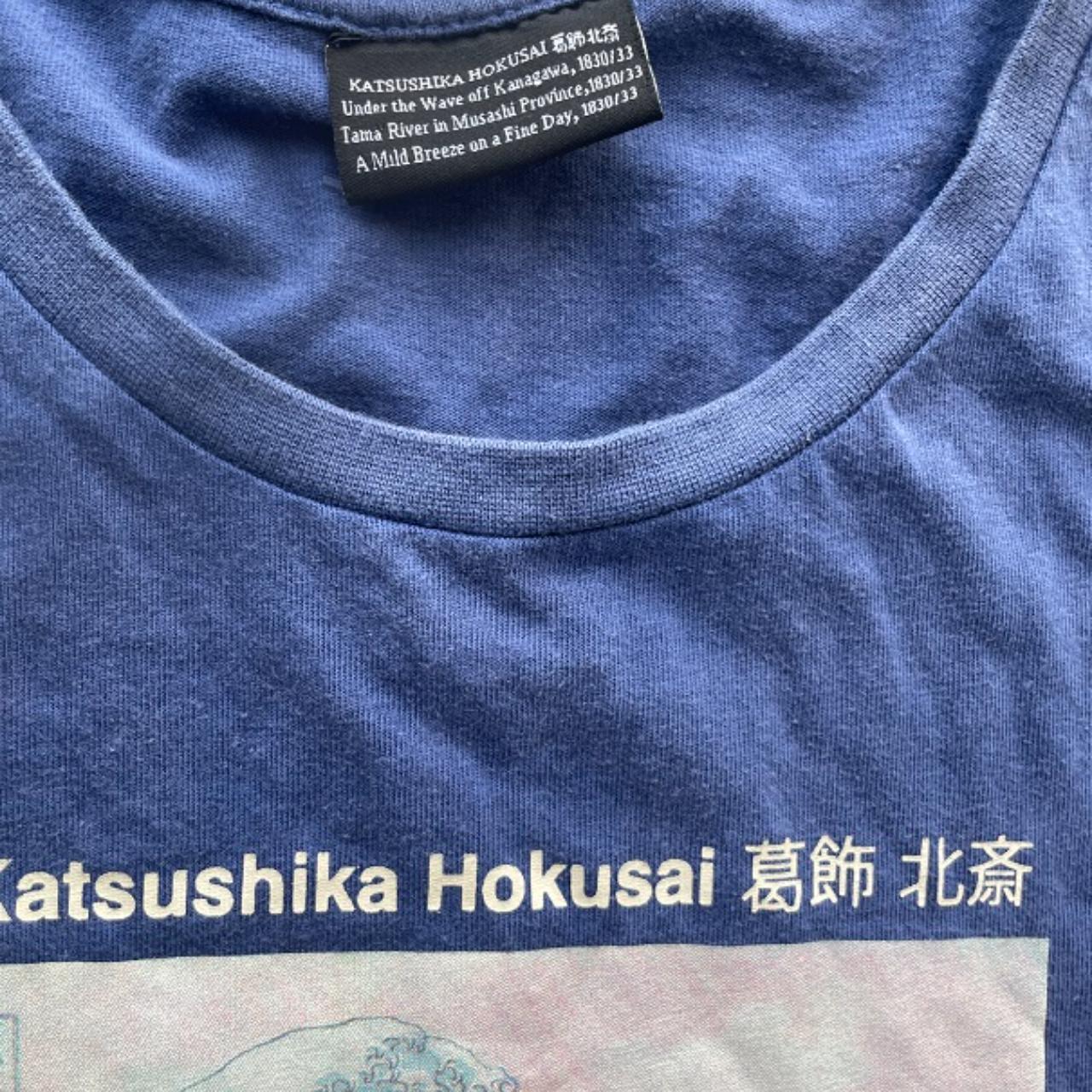 vintage blue Katsushika Hokusai graphics short sleeve tshirt size M
