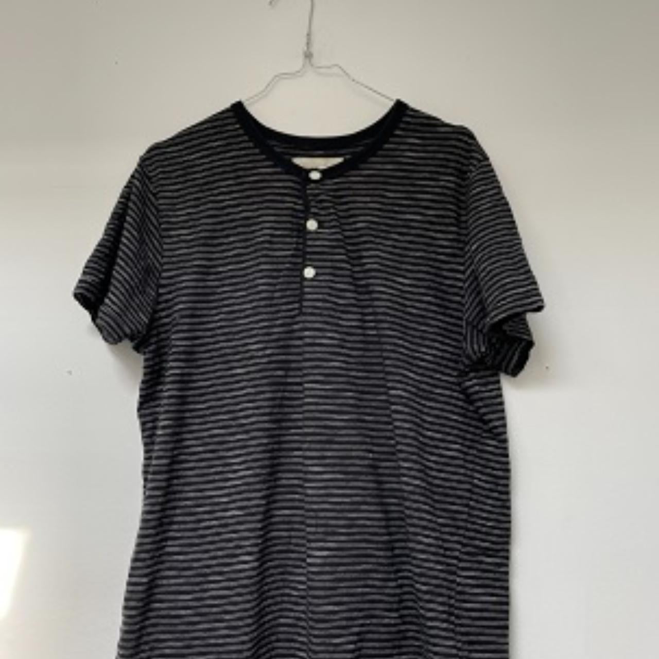 Vintage Denim & Supply Ralph Lauren Black stripped 3 button up tshirt size M