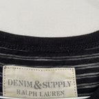 Vintage Denim & Supply Ralph Lauren Black stripped 3 button up tshirt size M