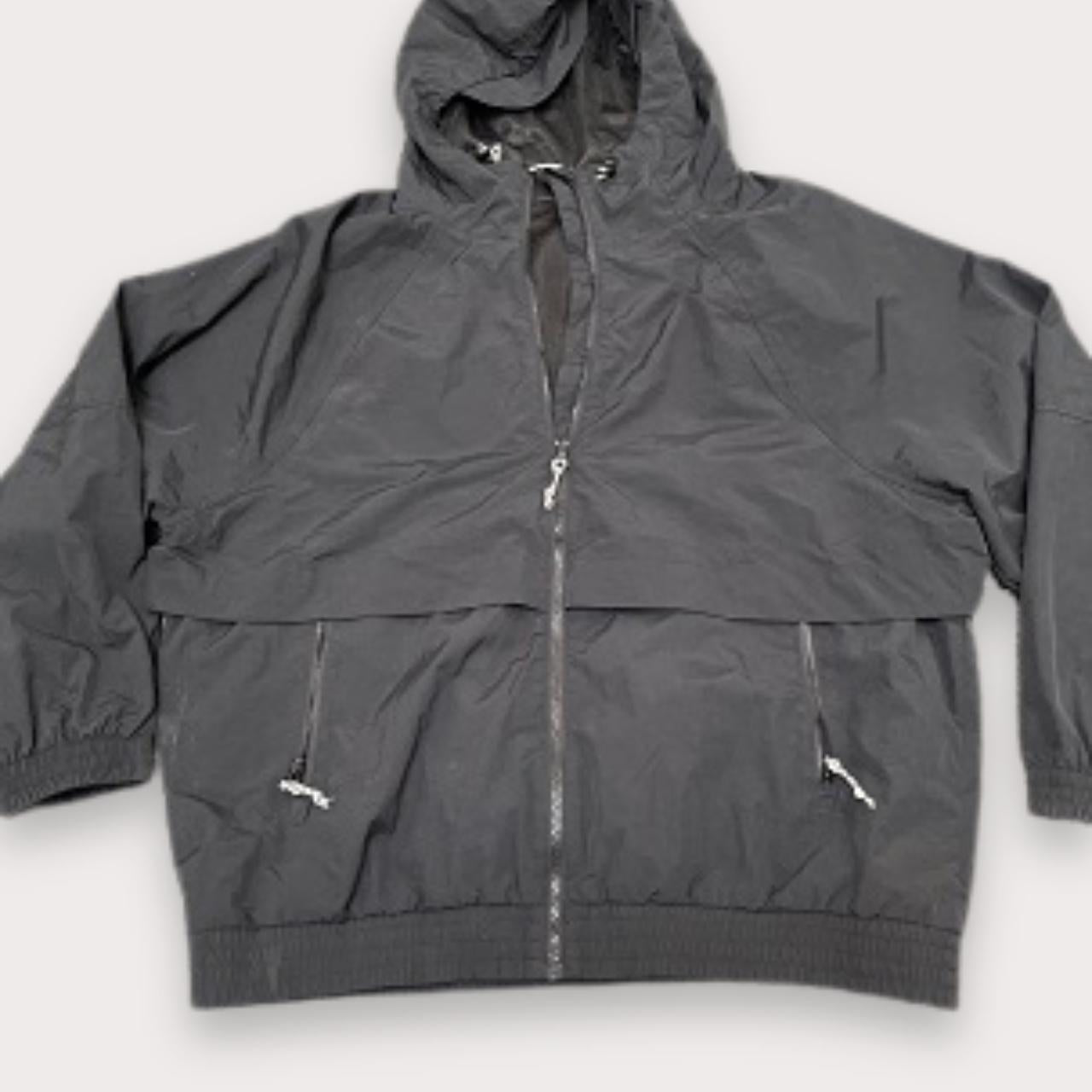 Vintage black Asics Metallic full zip up windbreaker large hoodie jacket