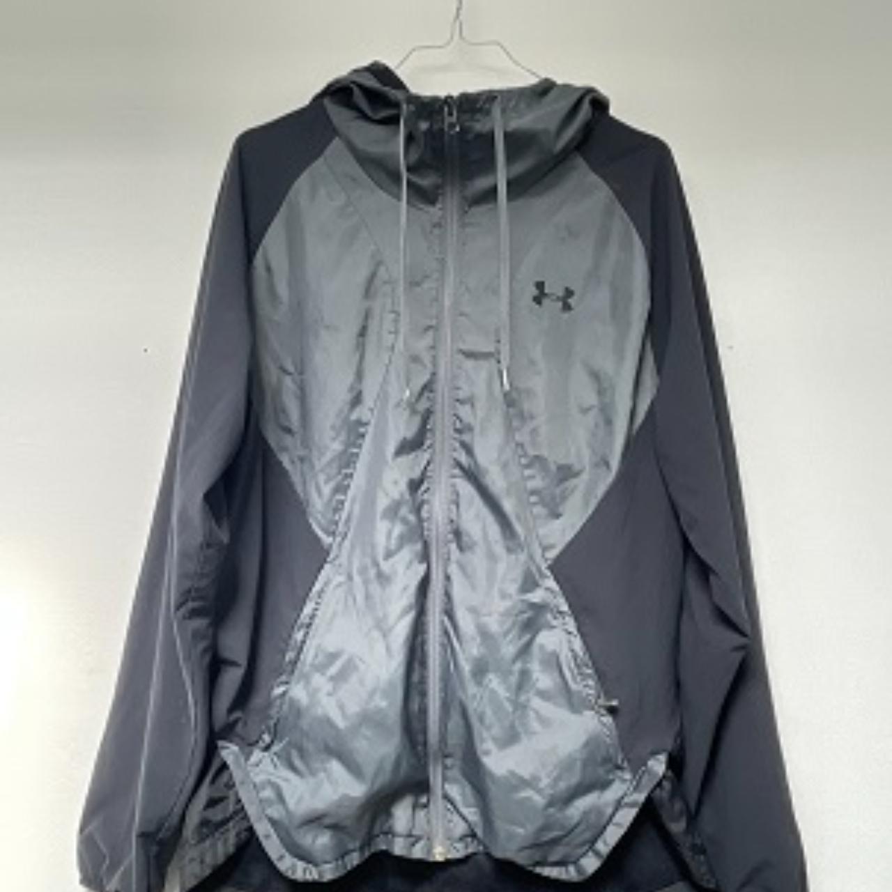 Vintage Windbreaker Under Armour grey colorblock Full zip up hooded jacket