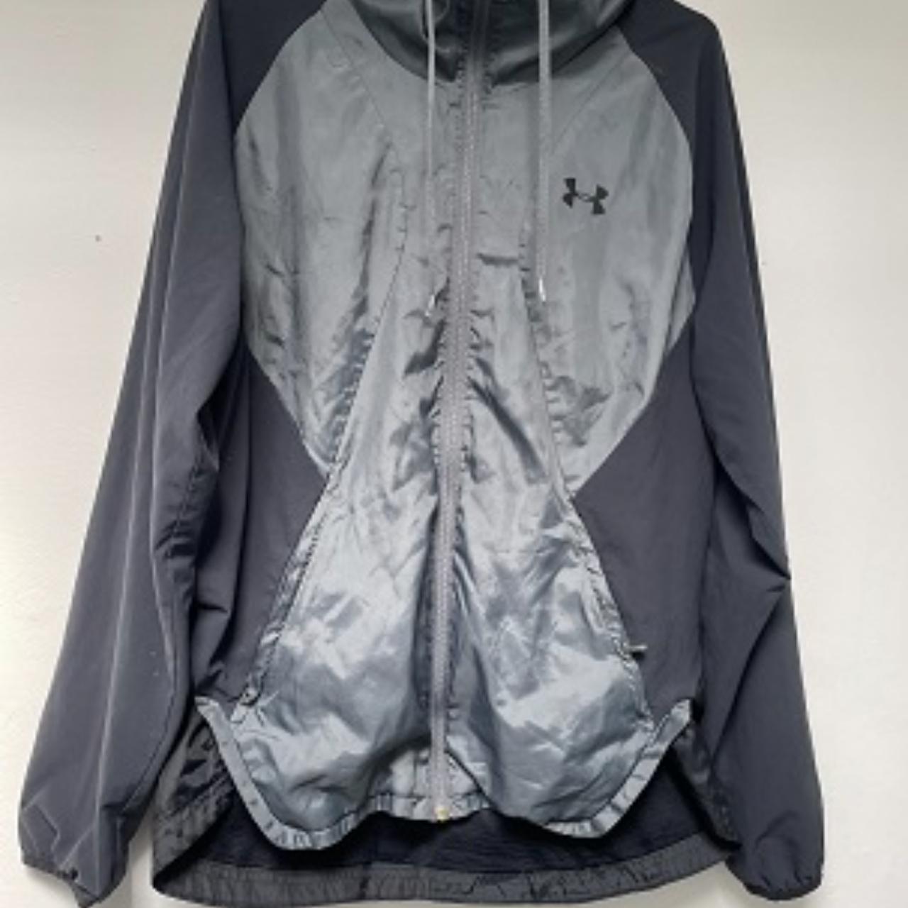 Vintage Windbreaker Under Armour grey colorblock Full zip up hooded jacket