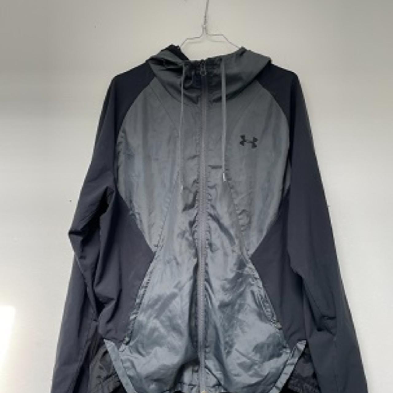 Vintage Windbreaker Under Armour grey colorblock Full zip up hooded jacket