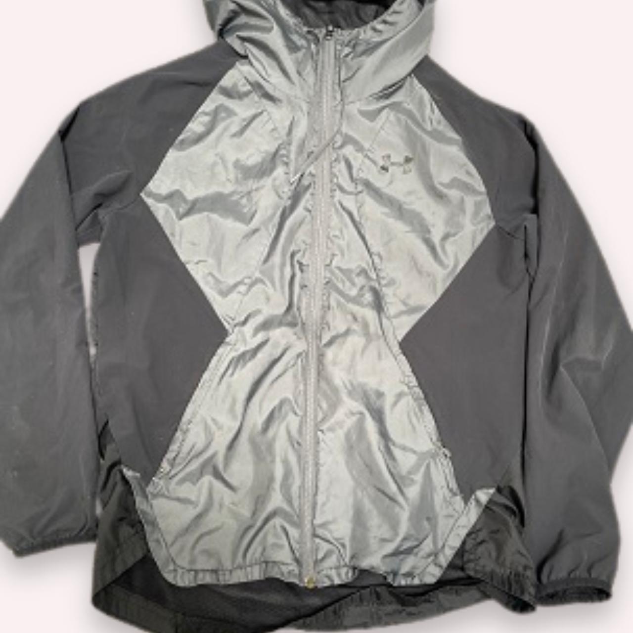 Vintage Windbreaker Under Armour grey colorblock Full zip up hooded jacket