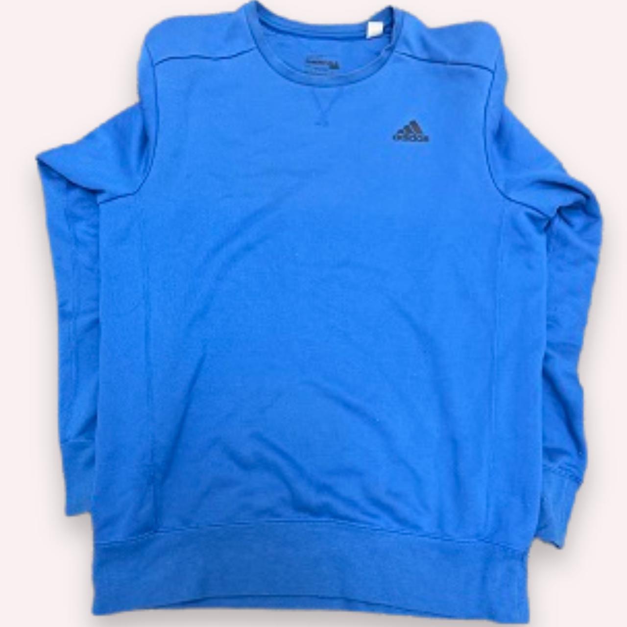 Vintage Adidas Mens Sport Essentials Premium Crew Fleece - Blue