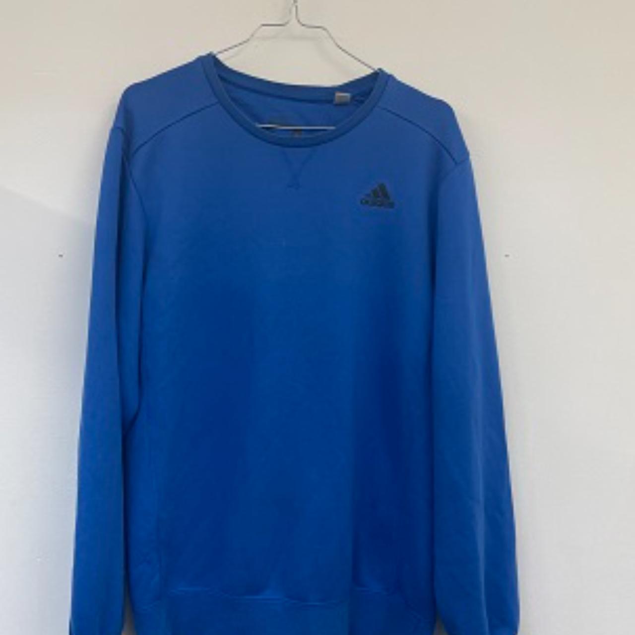 Vintage Adidas Mens Sport Essentials Premium Crew Fleece - Blue