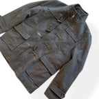 Vintage Zara man duffle grey Military suede coat