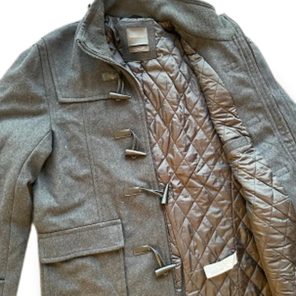 Vintage Zara man duffle grey Military suede coat