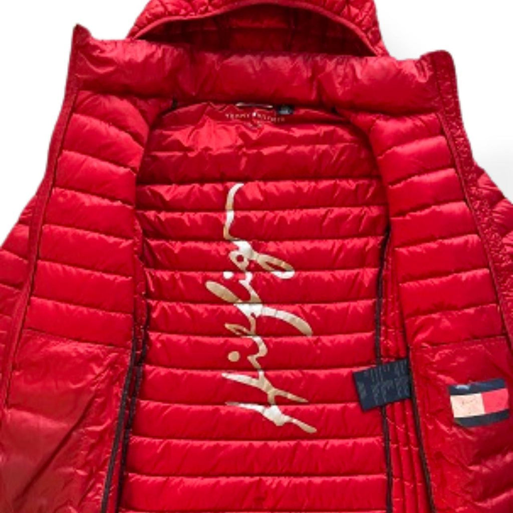 Vintage Tommy Hilfiger Red Full-zip ultralight down jacket with hood