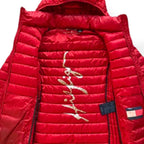 Vintage Tommy Hilfiger Red Full-zip ultralight down jacket with hood