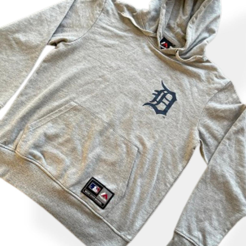 Vintage Majestic Athletics Grey Hoodie With Back Print Size M