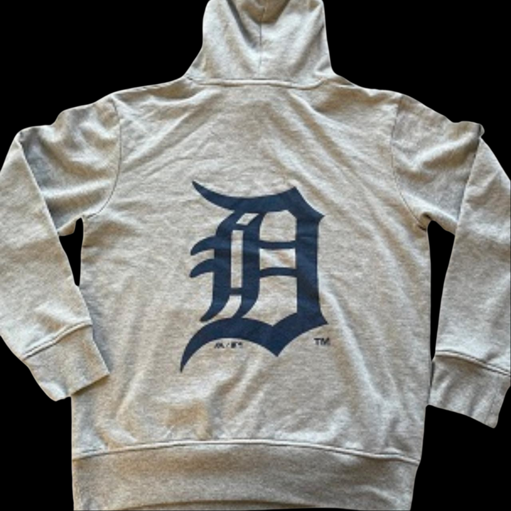 Vintage Majestic Athletics Grey Hoodie With Back Print Size M