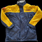 Vintage Suzuki Racing Waterproof Zip Up Windbreaker Medium hoodie Jacket in Blue and Yellow