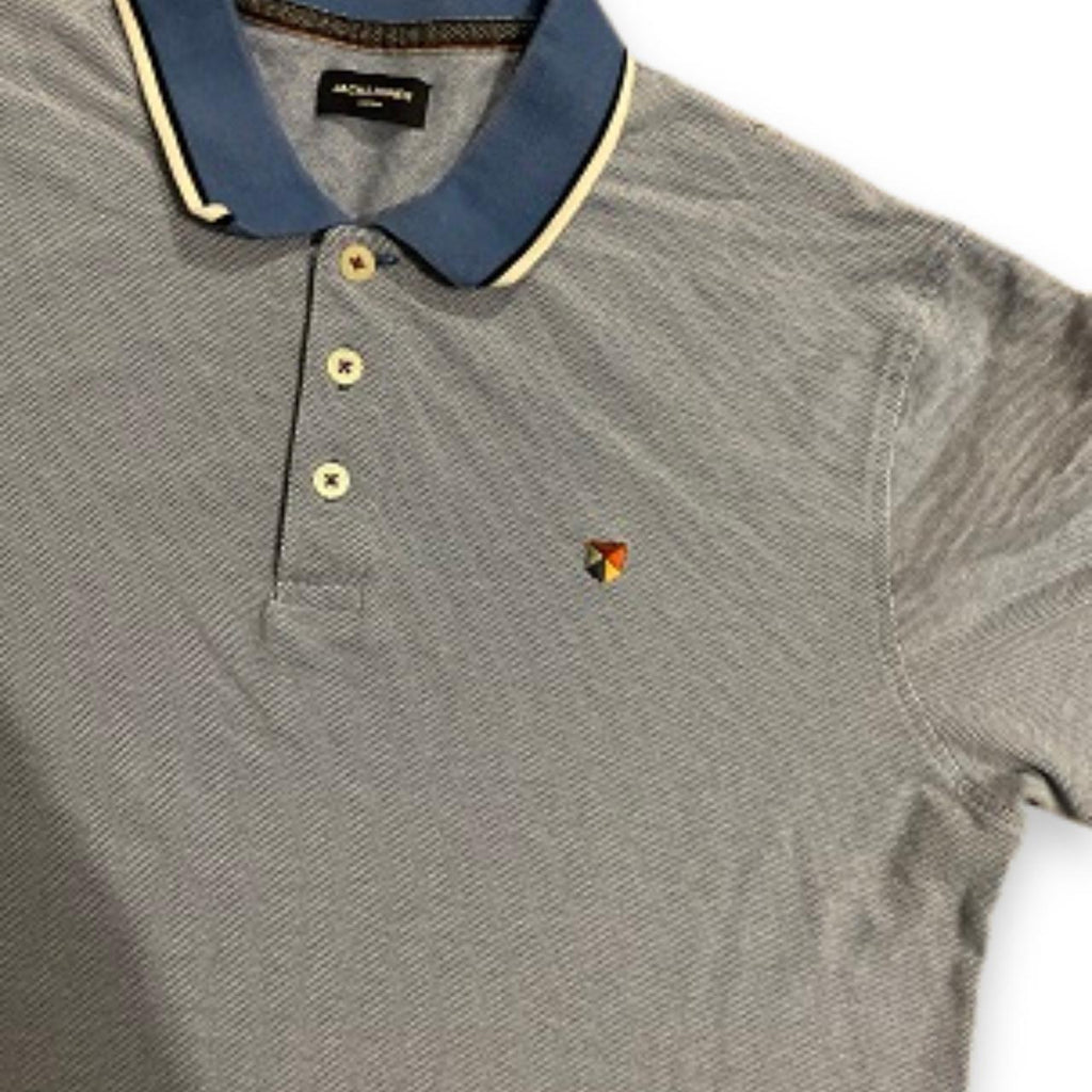 Vintage Jack & jones mens blue premium polo shirt