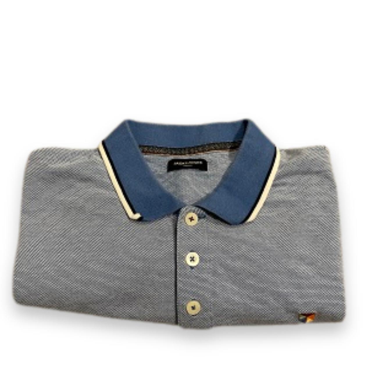 Vintage Jack & jones mens blue premium polo shirt